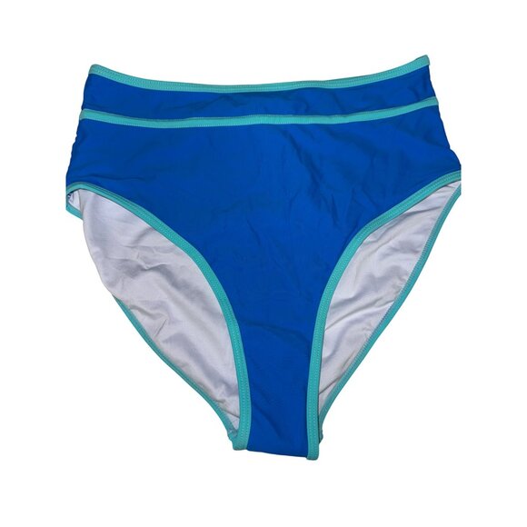 Blooming Jelly Women's Swimsuit Two Piece Blue Aqua Tie Front Size Medium NEW - Picture 3 of 6